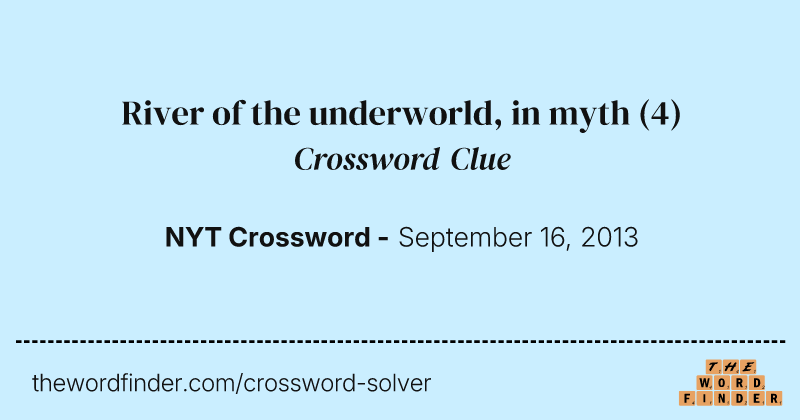 River of the underworld, in myth crossword clue image