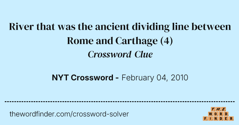 River that was the ancient dividing line between Rome and Carthage crossword clue image