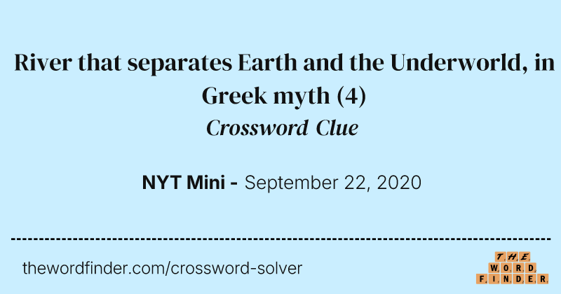 River that separates Earth and the Underworld, in Greek myth crossword clue image