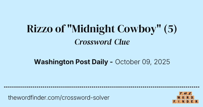 Rizzo of "Midnight Cowboy" crossword clue image