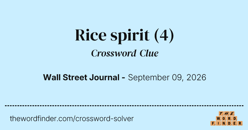 Rice spirit crossword clue image