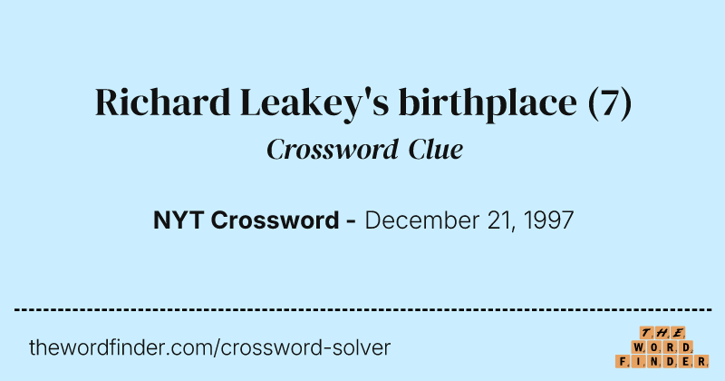 Richard Leakey's birthplace crossword clue image