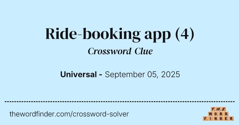 Ride-booking app crossword clue image