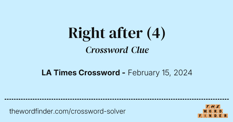 Right after crossword clue image