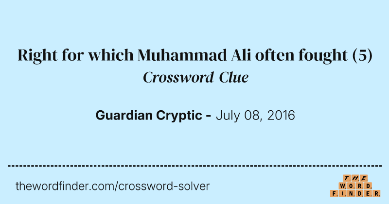 Right for which Muhammad Ali often fought crossword clue image