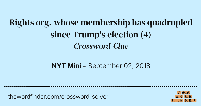 Rights org. whose membership has quadrupled since Trump's election crossword clue image