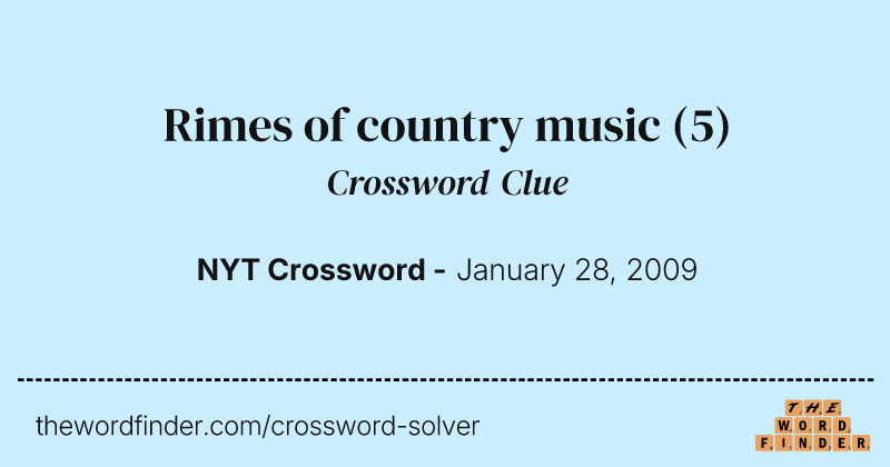 Rimes of country music crossword clue image