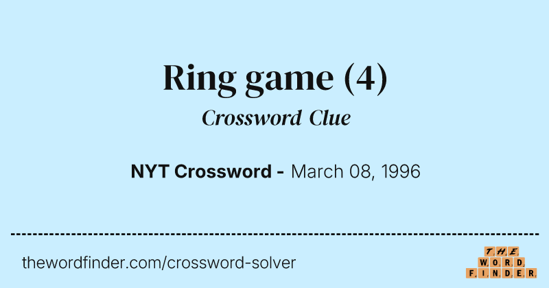 Ring game crossword clue image