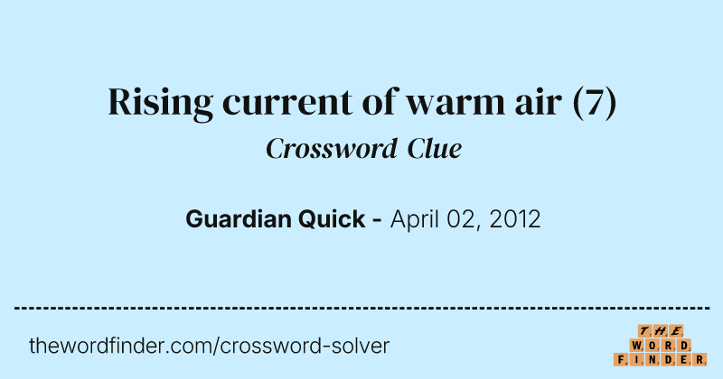 Rising current of warm air crossword clue image