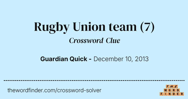 Rugby Union team crossword clue image