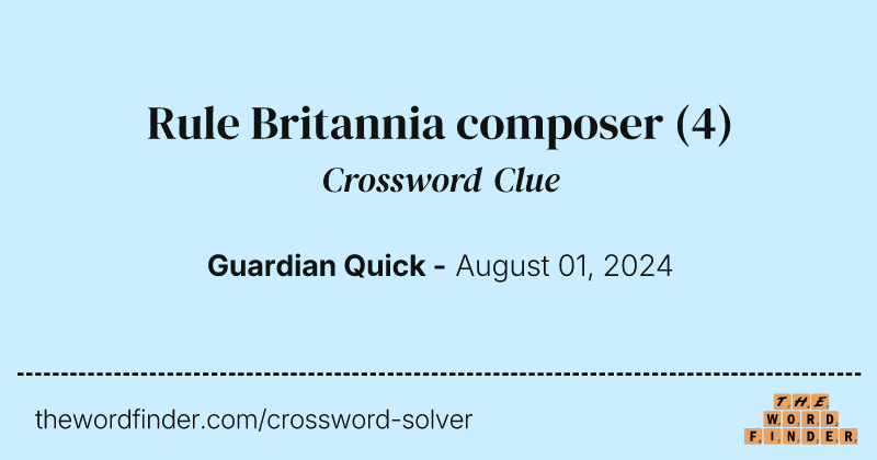 Rule Britannia composer crossword clue image