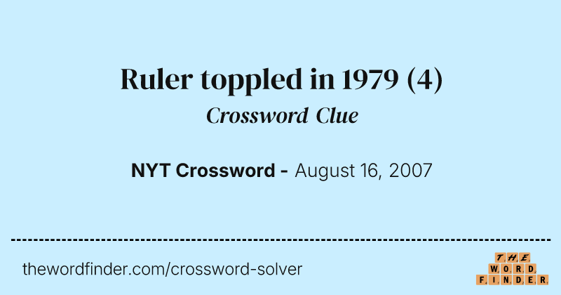 Ruler toppled in 1979 crossword clue image