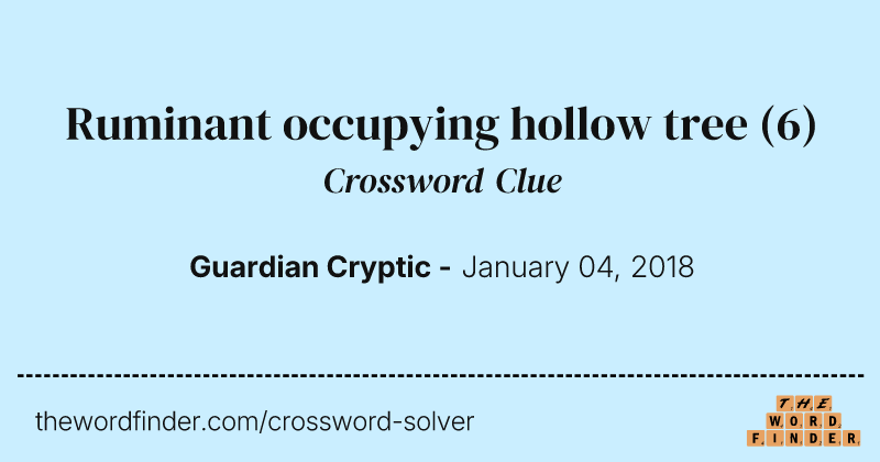 Ruminant occupying hollow tree crossword clue image