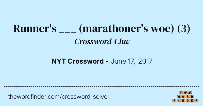 Runner's ___ (marathoner's woe) crossword clue image