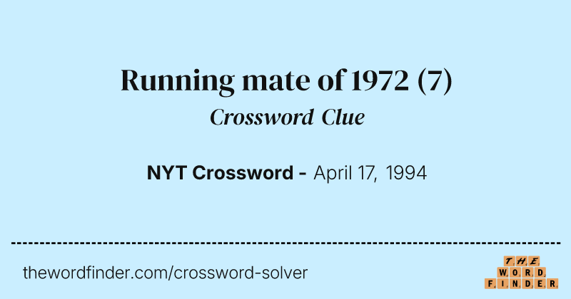 Running mate of 1972 crossword clue image