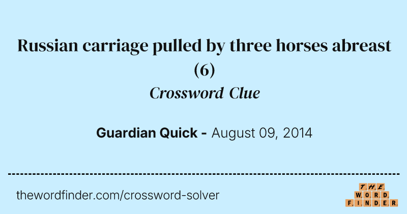Russian carriage pulled by three horses abreast crossword clue image