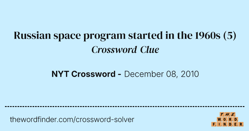 Russian space program started in the 1960s crossword clue image