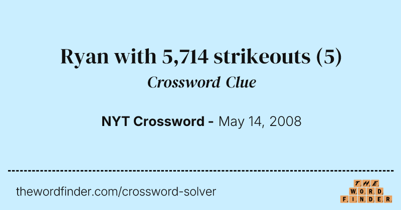 Ryan with 5,714 strikeouts crossword clue image
