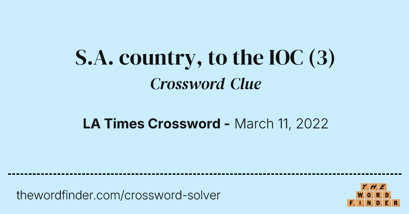 S.A. country, to the IOC crossword clue image