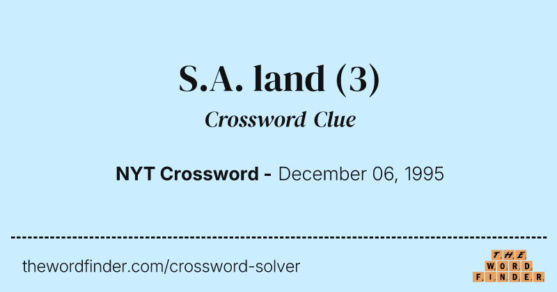 S.A. land crossword clue image