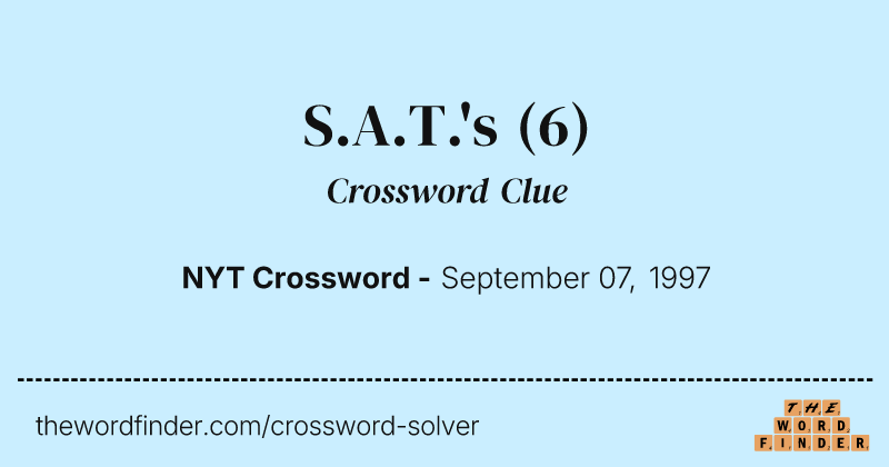 S.A.T.'s crossword clue image