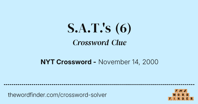 S.A.T.'s crossword clue image