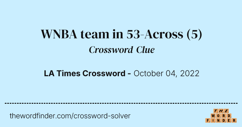 WNBA team in 53-Across crossword clue image