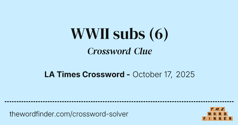 WWII subs crossword clue image