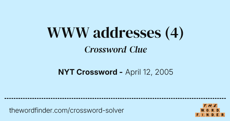 WWW addresses crossword clue image