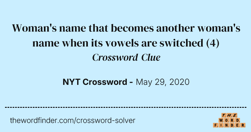 Woman's name that becomes another woman's name when its vowels are switched crossword clue image