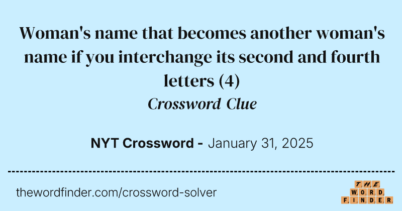 Woman's name that becomes another woman's name if you interchange its second and fourth letters crossword clue image
