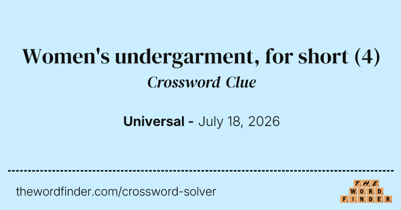 Women's undergarment, for short crossword clue image