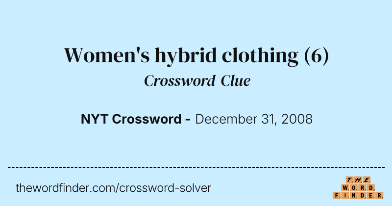 Women's hybrid clothing crossword clue image