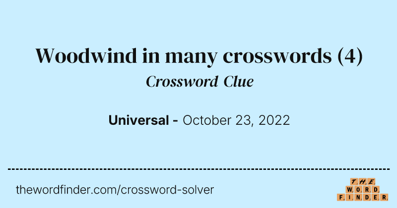 Woodwind in many crosswords crossword clue image