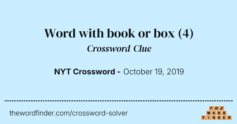 Word with book or box crossword clue image