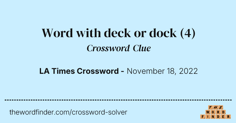 Word with deck or dock crossword clue image
