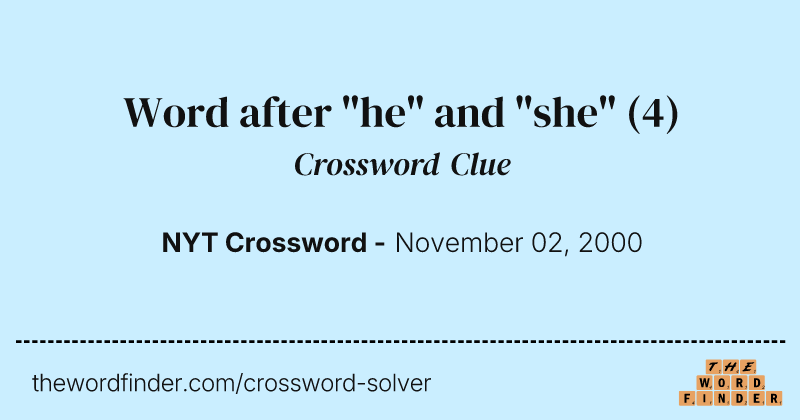 Word after "he" and "she" crossword clue image