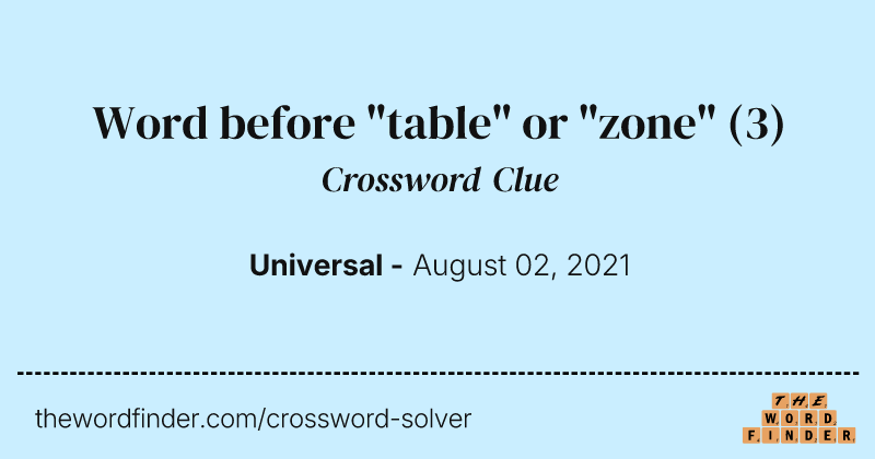 Word before "table" or "zone" crossword clue image