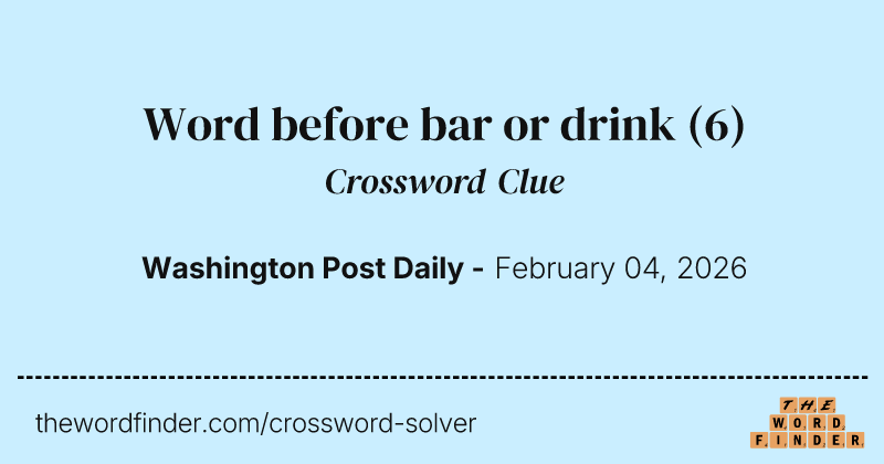 Word before bar or drink crossword clue image