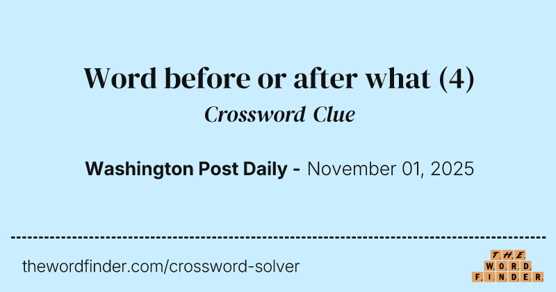 Word before or after what crossword clue image