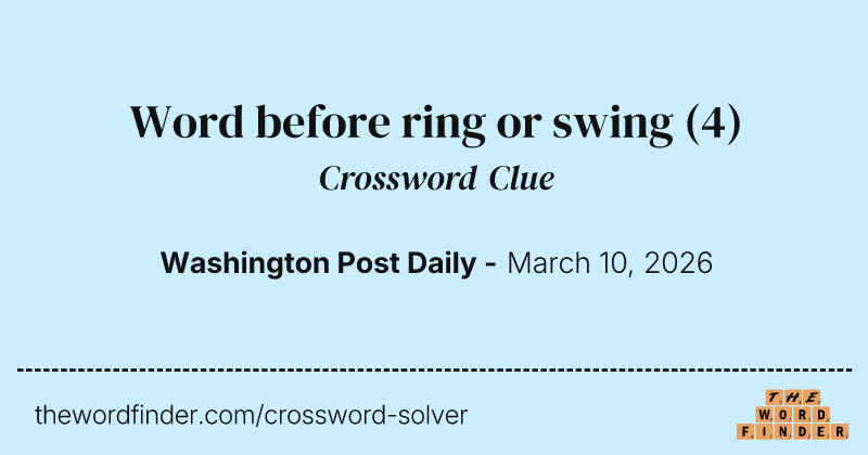 Word before ring or swing crossword clue image