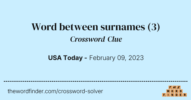 Word between surnames crossword clue image