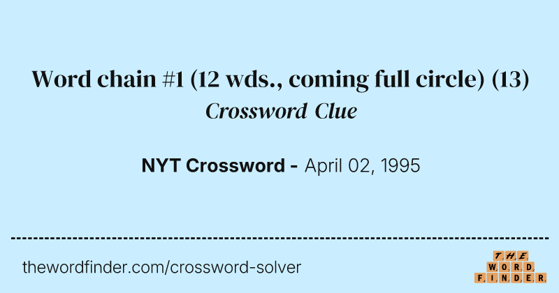 Word chain #1 (12 wds., coming full circle) crossword clue image
