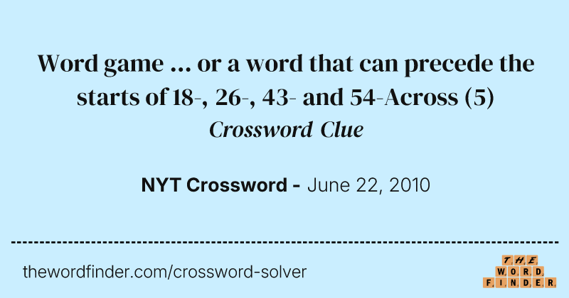 Word game ... or a word that can precede the starts of 18-, 26-, 43- and 54-Across crossword clue image