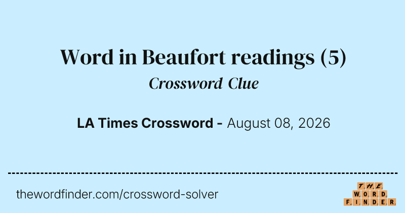 Word in Beaufort readings crossword clue image