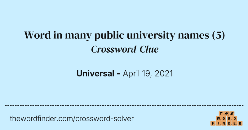 Word in many public university names crossword clue image