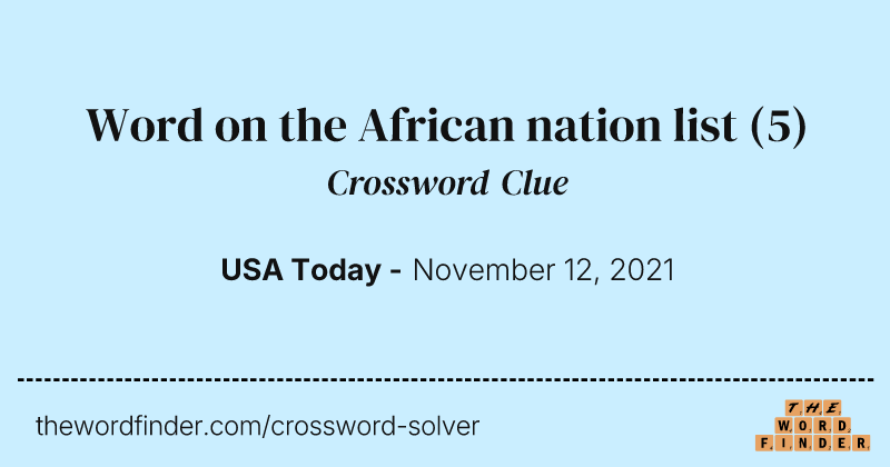 Word on the African nation list crossword clue image