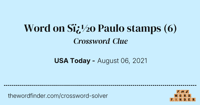 Word on S�o Paulo stamps crossword clue image