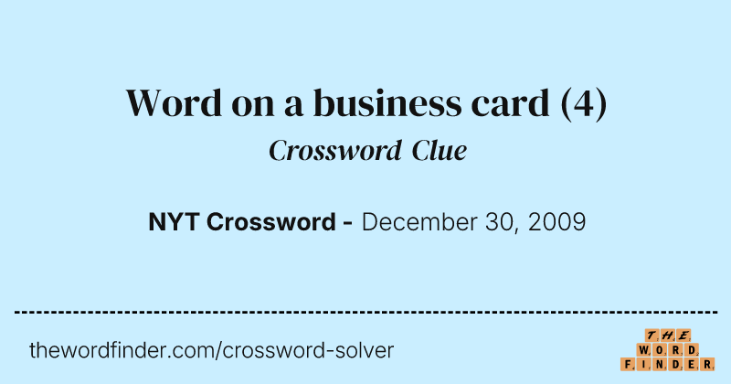 Word on a business card crossword clue image