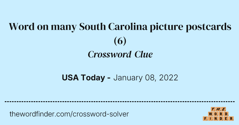 Word on many South Carolina picture postcards crossword clue image